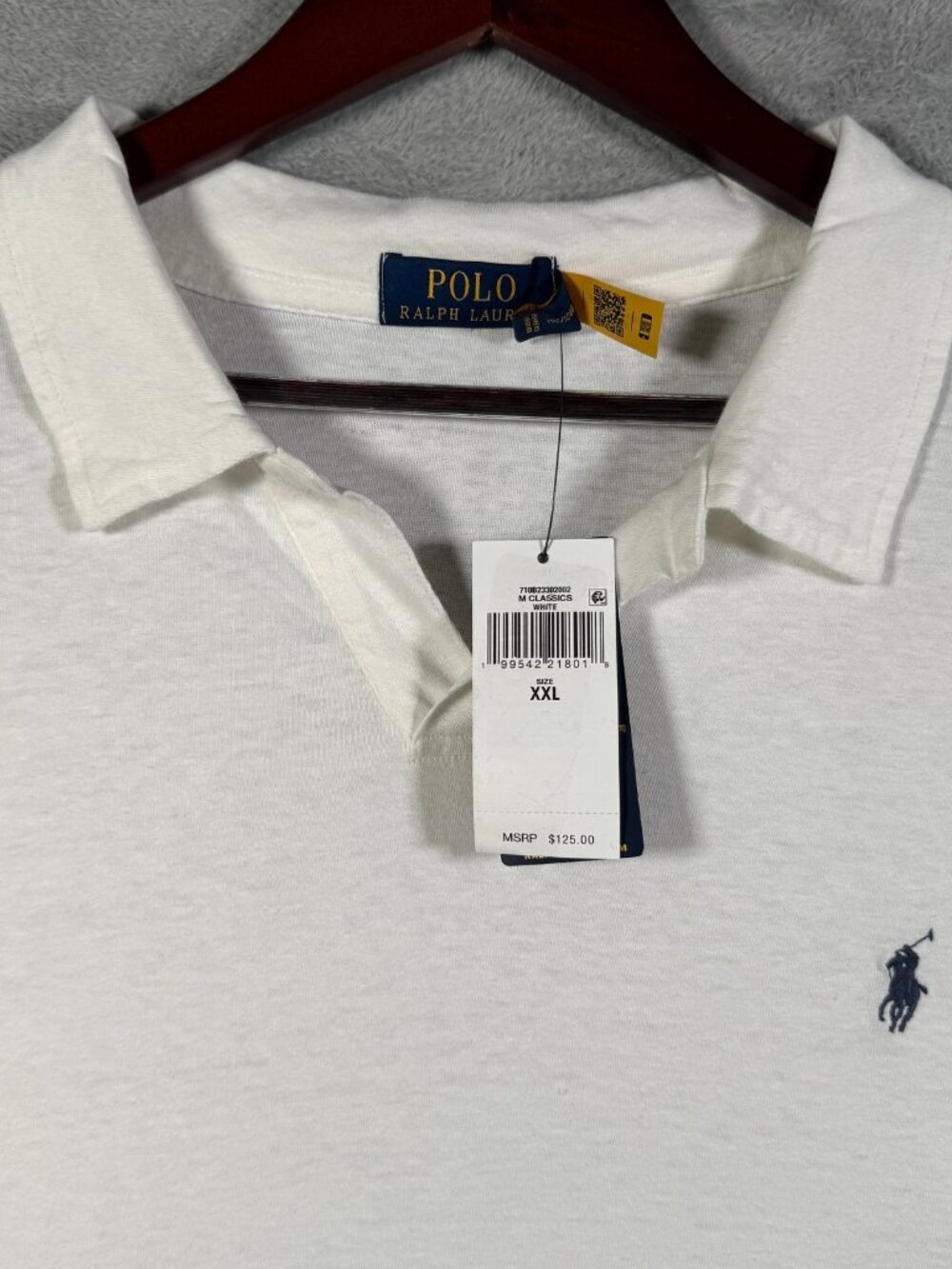 Polo Ralph Lauren Shirt Mens XXL White Linen Short Sleeve Johnny Collar $125